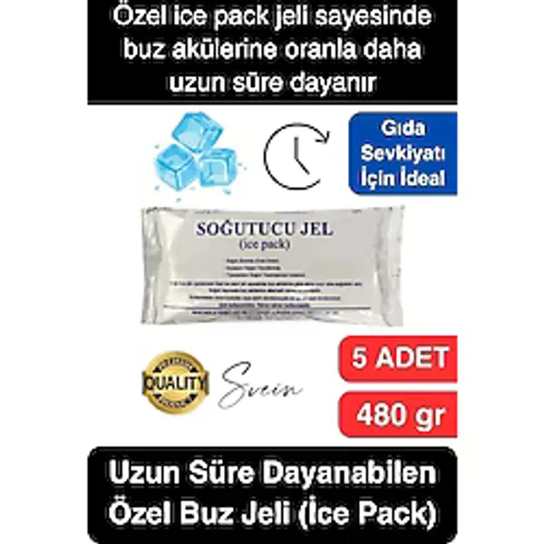 5 Adet 480 Gr Soğutucu Jel Poşet Buz Aküsü Yolculuk Seyahat Yiyecek İçin Uygun Uzun Süre Dayanım - Beyaz - 480 ml