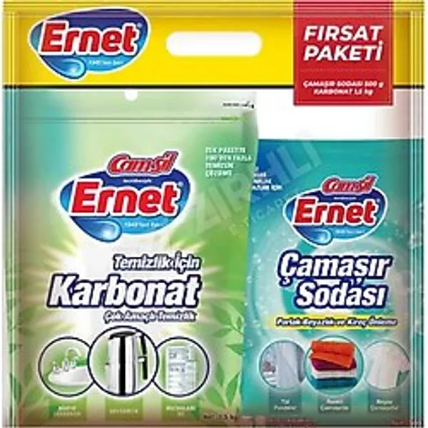 5 Adet Ernet Çamaşır Sodası 500 gr + Karbonat 1500 gr 2'li Set