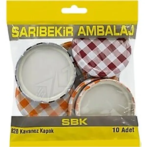 5 Adet Sbk Ekose Desenli Kavanoz Kapağı 10'lu
