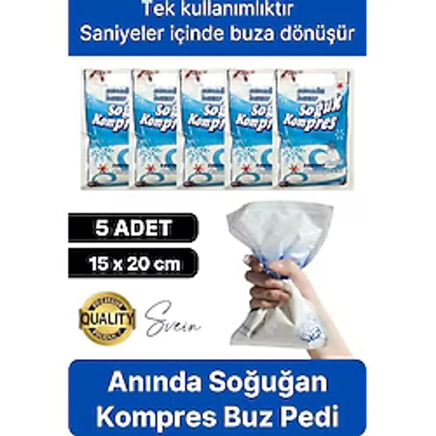 5 Adet Tek Kullanımlık Anında Hazır Soğuk Kompres Ped Buz Torbası Acil İlk Yardım Paketi Terapi