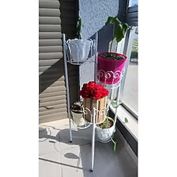 5 Gözlü Ferforje Metal Çiçeklik - Balkon , İç Ve Dış Mekan Saksılık Bitki Standı