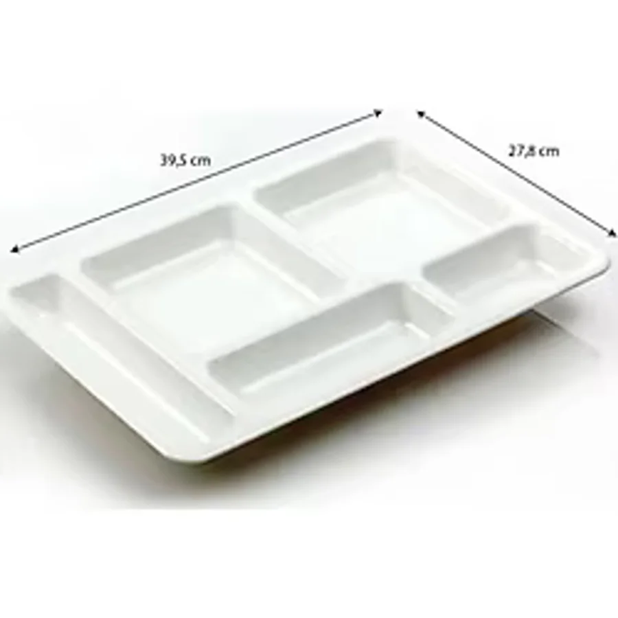 5 Gözlü Kırılmaz Plastik Tabldot Tabağı Beyaz Self Servis Tabildot Tabilot Tabak