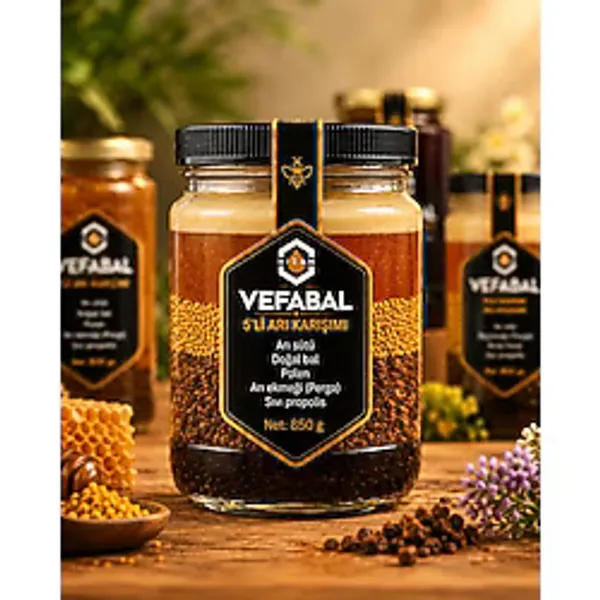 5'Lİ ARI ÜRÜNLERİ KARIŞIMI ( BAL - POLEN - ARI EKMEĞİ (PERGA ) - SIVI PROPOLİS - ARI SÜTÜ ) - NET 850 gr