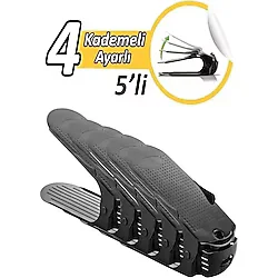 5'li Ayarlanabilir 4 Kademeli Ayakkabı Rampası Set Siyah