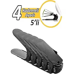 5'li Ayarlanabilir 4 Kademeli Ayakkabı Rampası Set Siyah