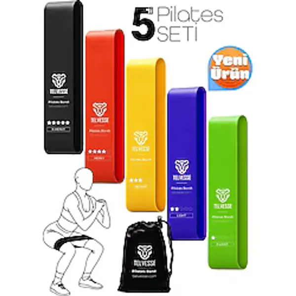 5'li Çantalı Pilates Direnç Bandı Seti Egzersiz Squat Aerobik İçin Kapalı Uç Loop Lastik Mixed