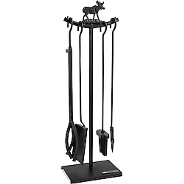 5 Li Lüx Ithal Metal Geyik Motif Kabartmalı Şömine-Soba Maşa Takımı Aksesuar Seti SG-015 - Genel - Çok Renkli