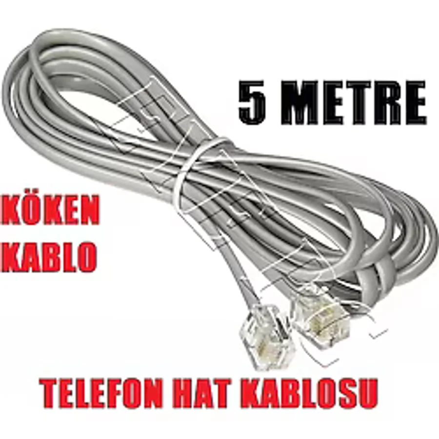 5 METRE BEŞ MT TELEFON HAT KABLOSU MODEM ADSL VDSL 2 Lİ KÖKEN