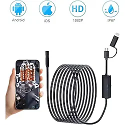 5 Metre Endoskop Yılan Video Kamera Ios ve android Uyumlu Led'li 8 mm Sert Kablo 2mp