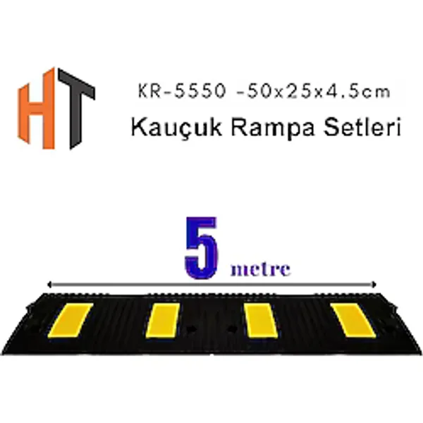 5 Metre Kauçuk Rampa, Otopark Rampası, Kaldırım Rampası 25 x 50 x 4,5 cm - 001-Renkli - 25 x 50 x 4 cm