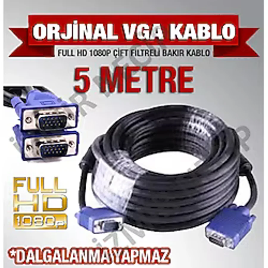 5 METRE VGA KABLOSU BİLGİSAYAR MÖNİTÖR KABLOSU KALİTELİ