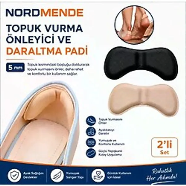 5 Mm Topuk Vurma Önleyici Ayakkabı Daraltma Pedi 2'Li Set