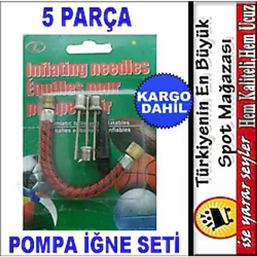 5 PARÇA BİSİKLET LASTİĞİ ŞİŞİRME POMPA HORTUMU TOP İĞNESİ UCU SET