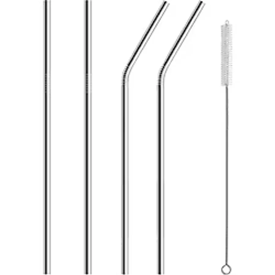 5 Parça Metal Pipet - Paslanmaz Çevre Dostu Metal Pipet Fırça Seti