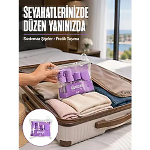 5 Parça Seyahat Kişisel Bakım Seti Şişe Sprey Krem Kutulu Yeni Nesil