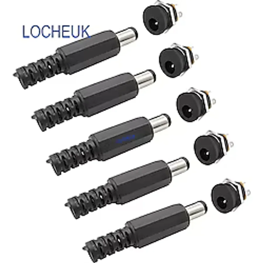 5 Set 2.5Mm Erkek Jak Fiş +Dc Vidalı Dişi Şase Power Jack S...