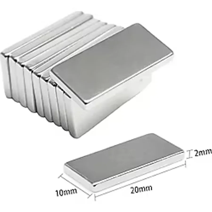 50 Adet 20X10x2 Mm Neodyum Mıknatıs Köşeli Magnet N35 Nikel Kaplama Güçlü Kaliteli Dayanıklı