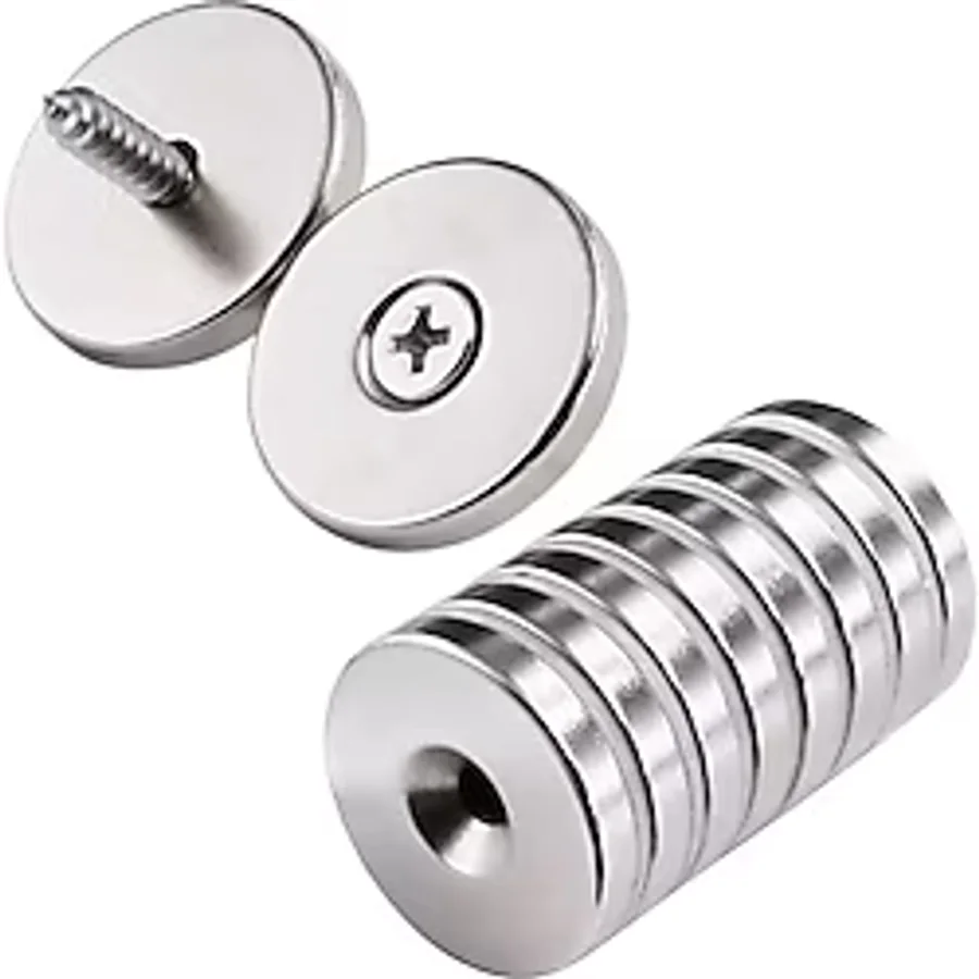 50 Adet 25X10/5X5,5 Mm Neodyum Mıknatıs Havşa Delikli Magnet Vida Atılabilir N35 Nikel Paslanmaz