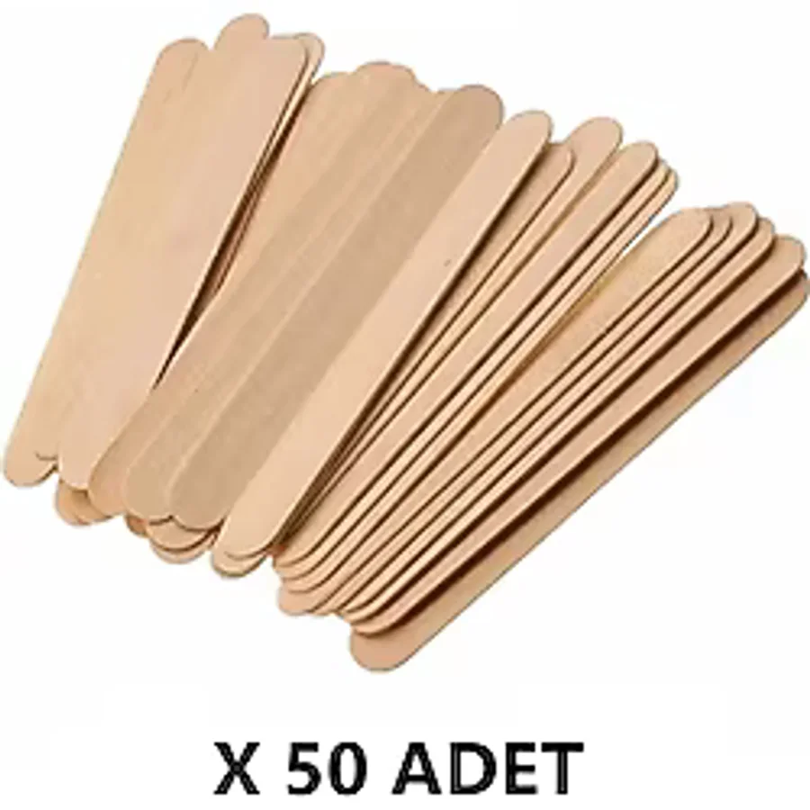 50 Adet Ahşap Spatula Dil Çubuğu Ağda Çubuğu