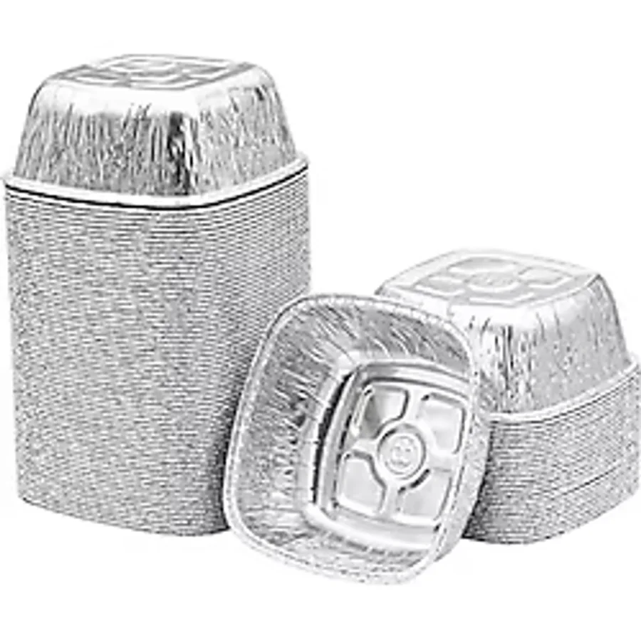 50 Adet Kare Alüminyum Sütlaç Kasesi 10x10cm 240gr Aşure Kabı Yüksek Isıya Dayanaklı Fırın için Kap