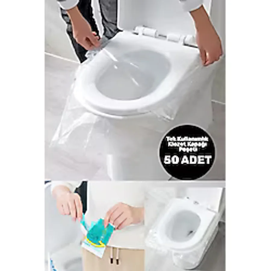 50 Adet Kullan At Klozet Örtüsü Klozet Poşeti Klozet Kapak Örtüsü Dispenseri