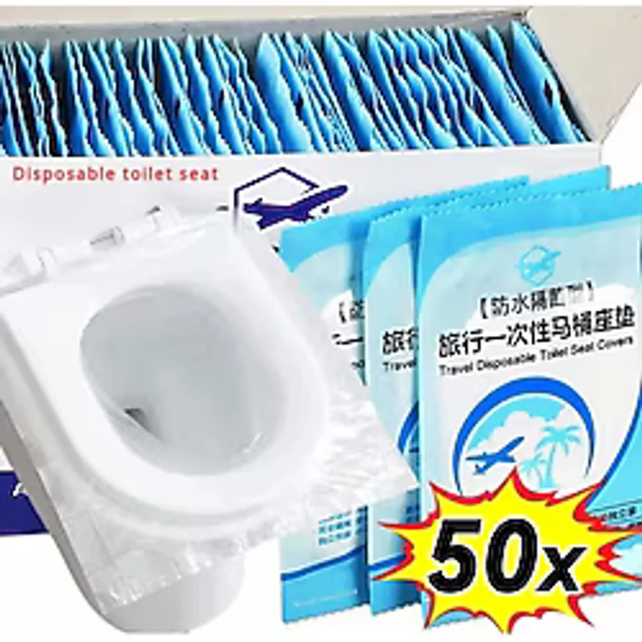 50 Adet Tek Kullanımlık Klozet Örtüsü Klozet Poşeti Klozet Kapak Örtüsü Şeffaf