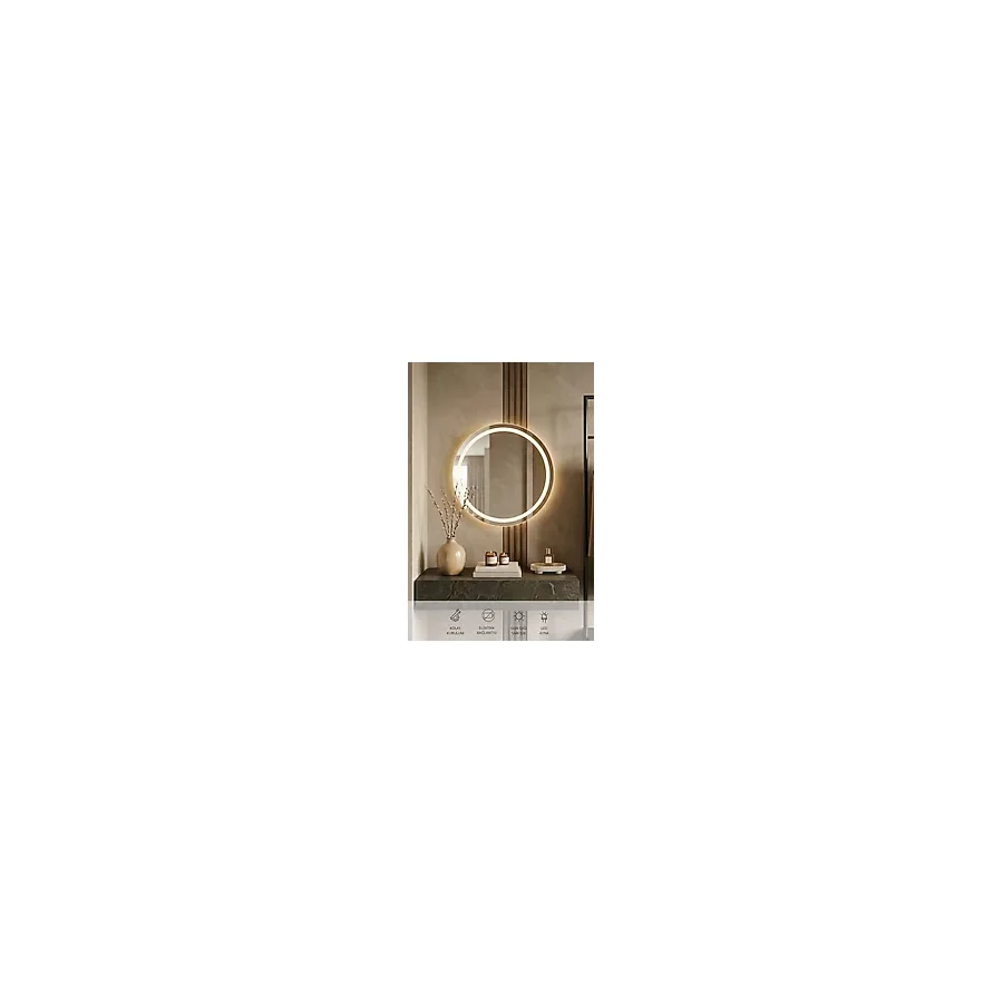 50 Cm Kumlamalı Led Ayna, Banyo, Antre, Salon, Dekoratif Gün ışığı Duvar Aynası