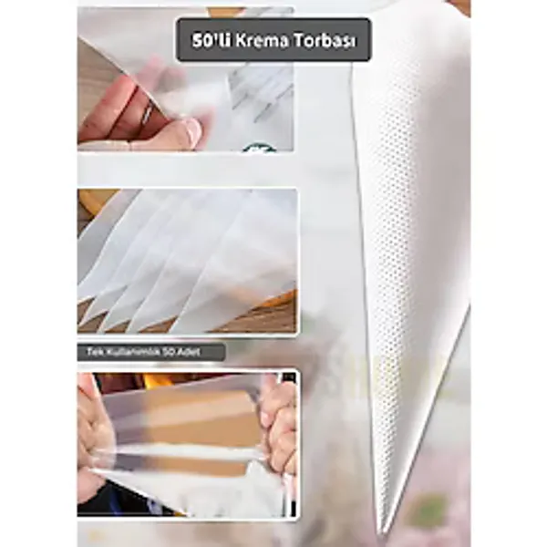 50'li Krema Torbası Kullan At Şanti Sıkma Torbası Büyük Boy Süsleme Torbası