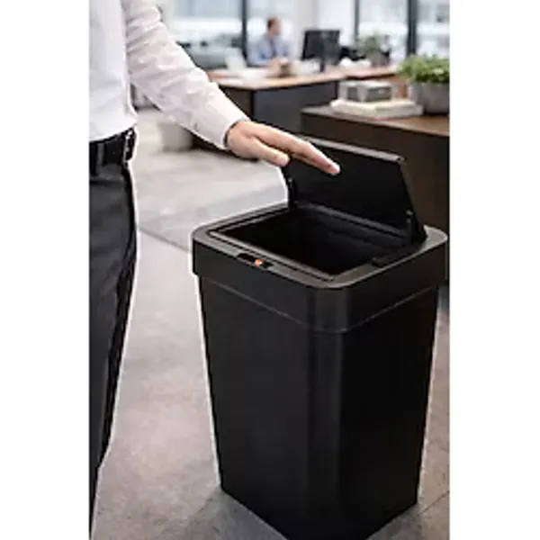 50 Litre Kızıl Ötesi Sensörlü Otomatik Çöp Kovası Ofis Mutfak Banyo Antibakteriyel Çöp Kovası Siyah