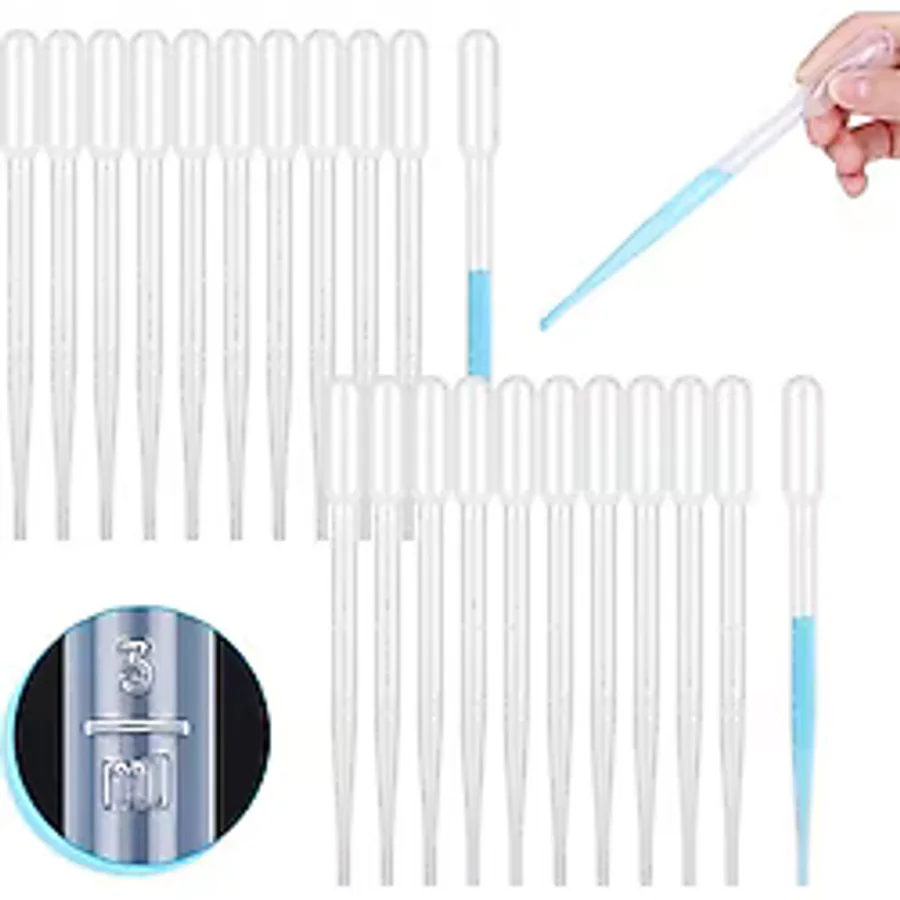 500 Adet - 3ml Plastik Pastör Pipet, Taksimatlı Likit Pipeti