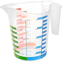 500 ml Renkli Dereceli Sert Plastik Mutfak Ölçü Kabı