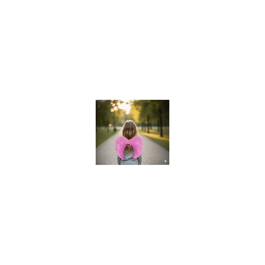 50x35 cm Pembe Tüylü Melek Kanadı - Büyük Boy Kostüm ve Fotoğraf Çekimi Aksesuarı