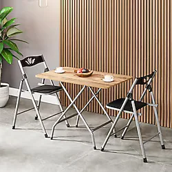 50x80 Atlantik Çam Katlanır Masa ve 2 Adet Sandalye Seti 1127