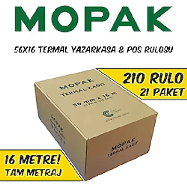 56x16 Termal Pos & Yazarkasa Kağıdı 1 Koli 210 Rulo