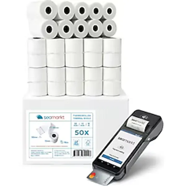 56x16 Yazar Kasa POS Rulosu 50 Adet (5 Paket), Termal Rulo, 48 GSM, Bitme uyarı şeridi, BPA İçermez, 56mmx16m