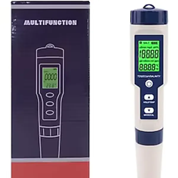 5İn1 Dijital Ph/Tds/Ec/Tuzluluk/Sıcaklık Metre Işıklı Test Cihazı İletkenlik Kalem Model