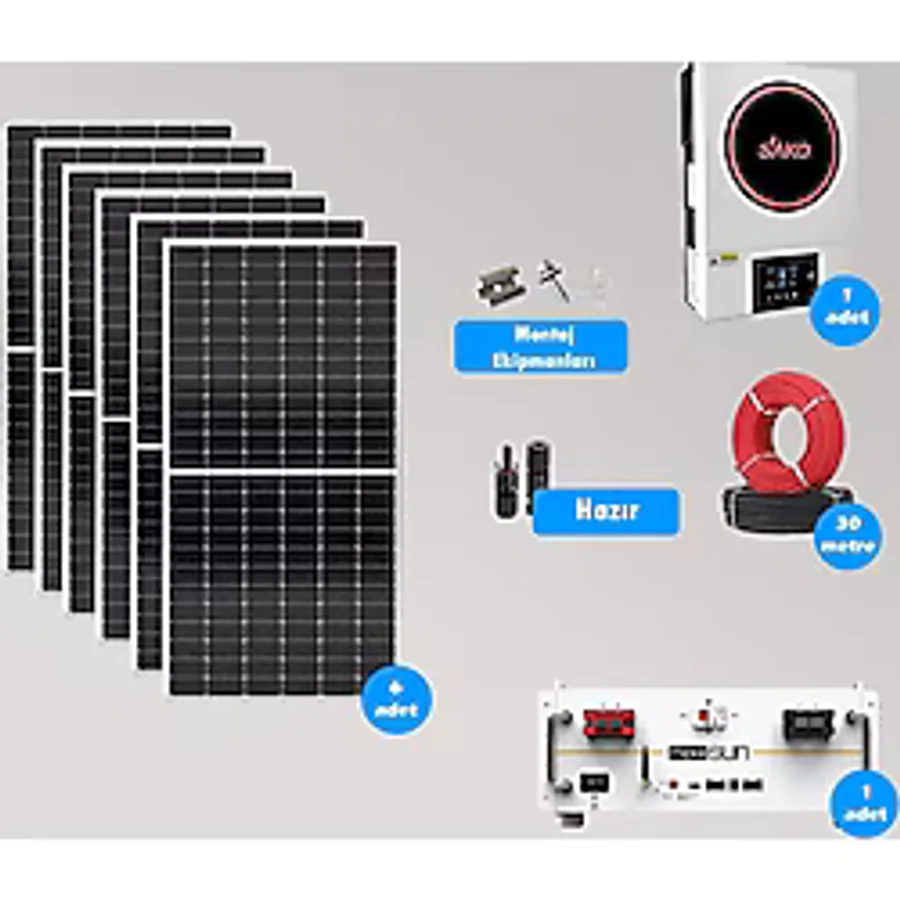 6.2 Kw Lityum Akülü Hazır Solar Paket Kolay Kurulum(Orta Paket)