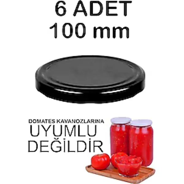 6 Adet 10cm Metal Kavanoz Kapağı Siyah