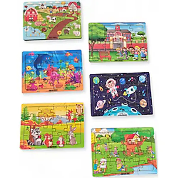 6 Adet 16 Parça Eğitici ve Öğretici Ahşap Çocuk Puzzle & Yapboz Bebek Çocuk Oyuncak
