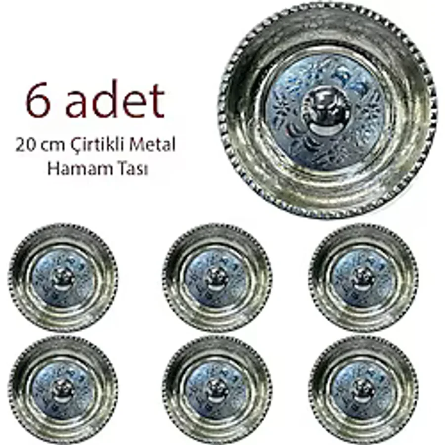 6 Adet 20 Cm Çirtikli Metal Hamam Tası