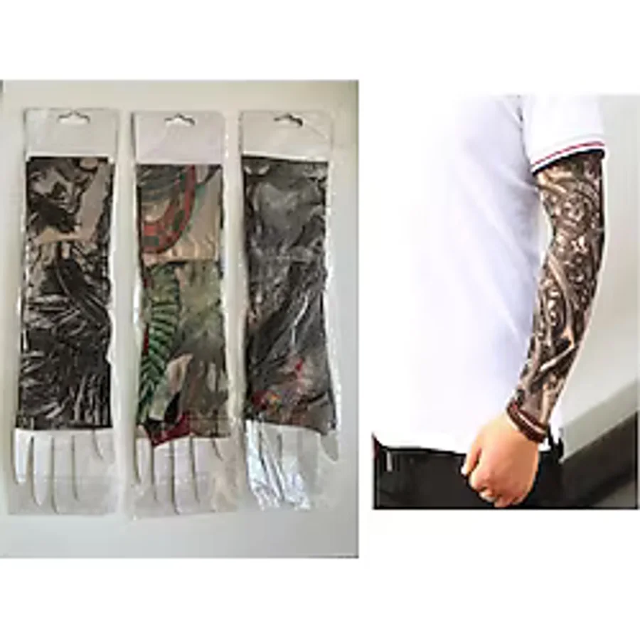 6 Adet Giyilebilir Dövme 3 ÇİFT Sleeves Tattoo Çorabı SLEEVES