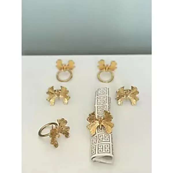 6 Adet Kelebek Model Peçete Yüzüğü - 6 Lı Peçete Halkası Gold Renk
