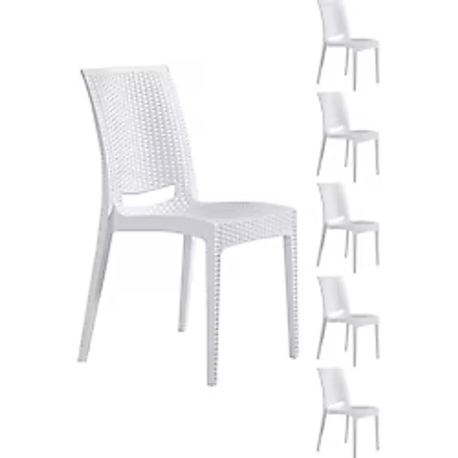6 Adet Rattan Beyaz Sandalye - Bahçe&balkon&teras Sandalye