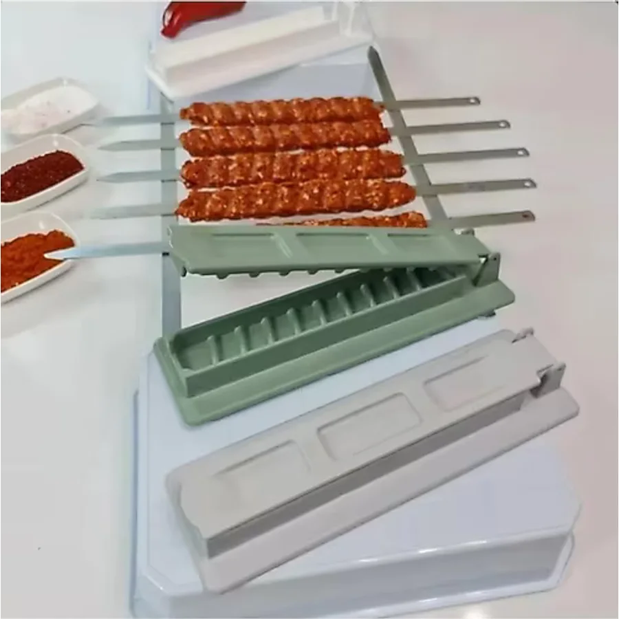 6 Adet Şiş ve Kebapmatik Adana Urfa Kebap Kalıbı Aparatı Pratik Hızlı Kebap Makinesi Kutusu