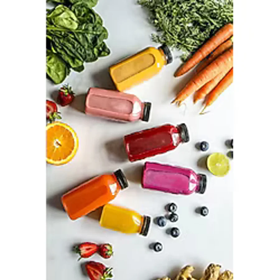 6 Adet Smoothie Detoks Şişesi Şeffaf Plastik Sızdırmaz Kapak Köşeli Meyve Suyu Şişesi 250 ML