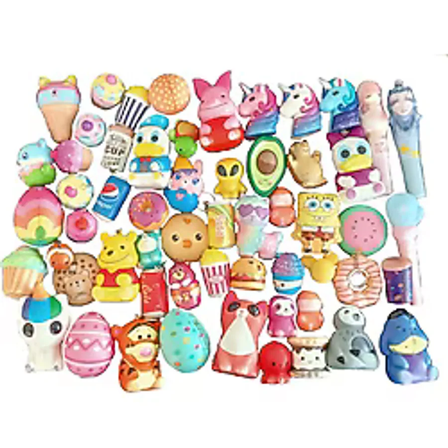 (6 Adet) Squishy Seti Farklı Modellerde Sukuşi Figürleri 5-10 cm Ufak ve Orta Boy Karışık Set