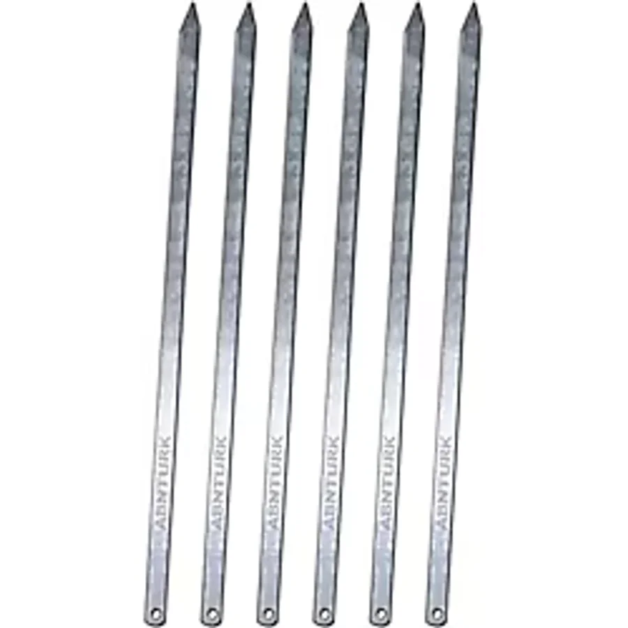 6 adet Tavuk Kanat Kebap Şişi 60x7cm Barbekü Mangal Şiş Set Metal üzeri Paslanmaz Galveniz Kaplı