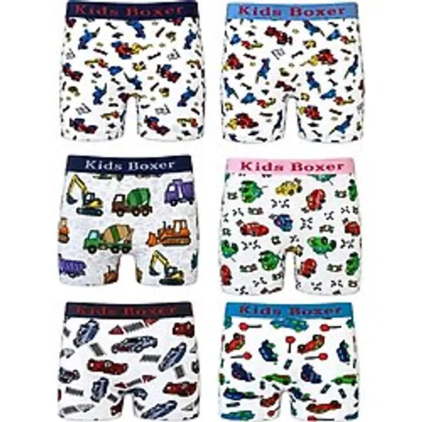 6 lı Erkek Çocuk Desenli Boxer Empirme Baskılı Pamuklu