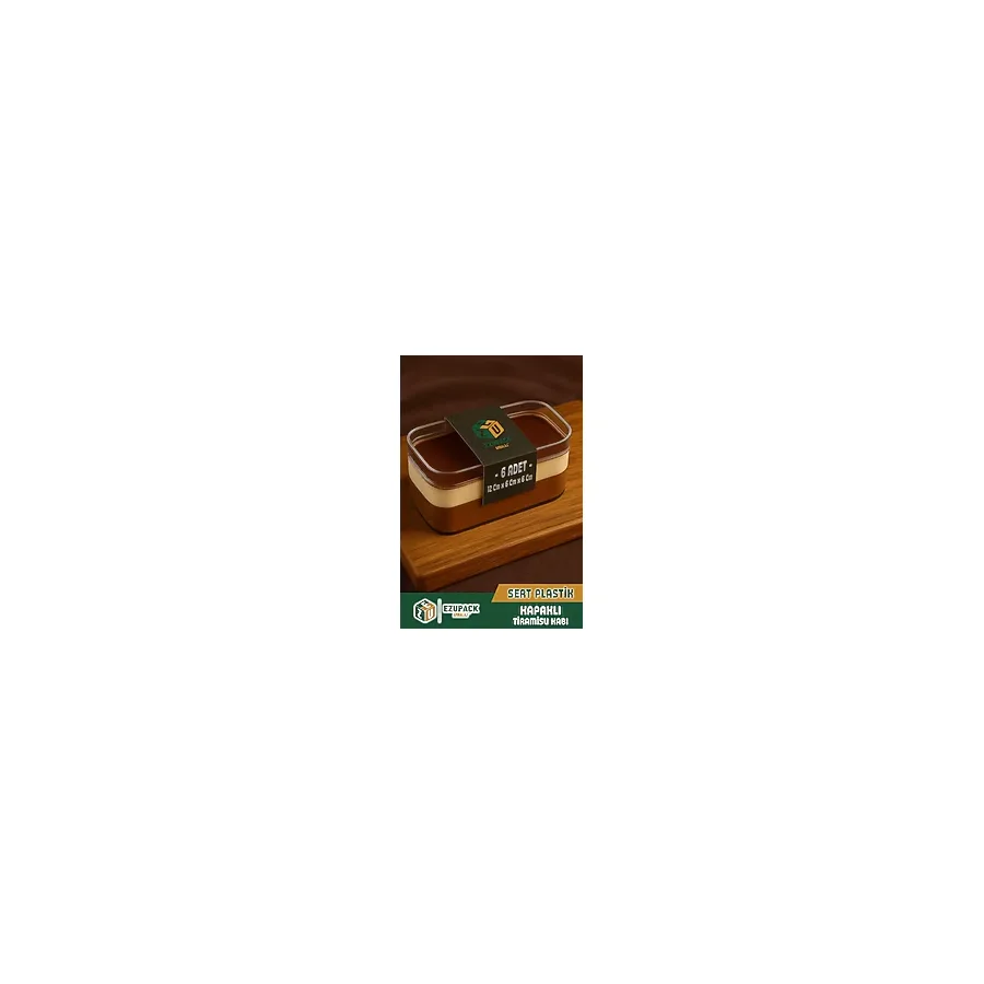 6'lı Tiramisu Cup 300 cc Mika Kase Plastik Şeffaf Kapaklı Sunum Kabı Tatlı & Meze ve Salata Kap