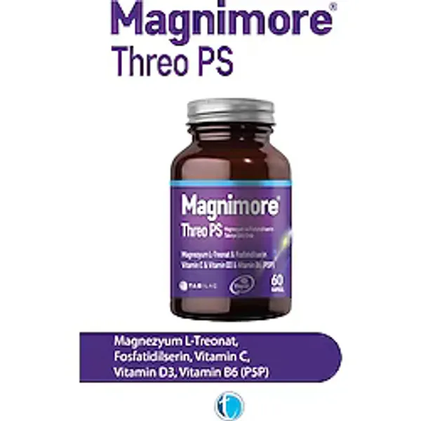 60 Kapsül Magnimore Threo PS Magnezyum L-Treonat ve Fosfatidilserin İçeren Besin Takviyesi